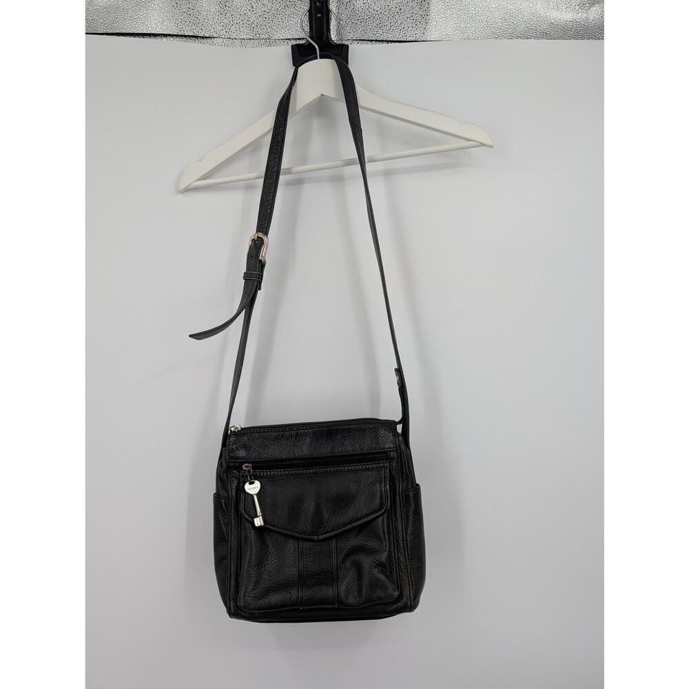 Fossil Black Leather Crossbody Bag #75082 Organizer Work Career Office ** - Picture 2 of 10